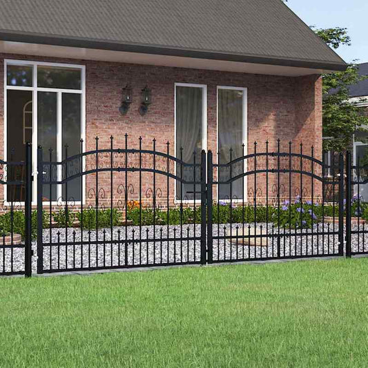 Zwarte Stalen Poort – Tuinpoort – Opritpoort – Erfafscheiding – Metalen Poort – Speerpuntontwerp – 305x151 cm – Weerbestendig & Onderhoudsvriendelijk