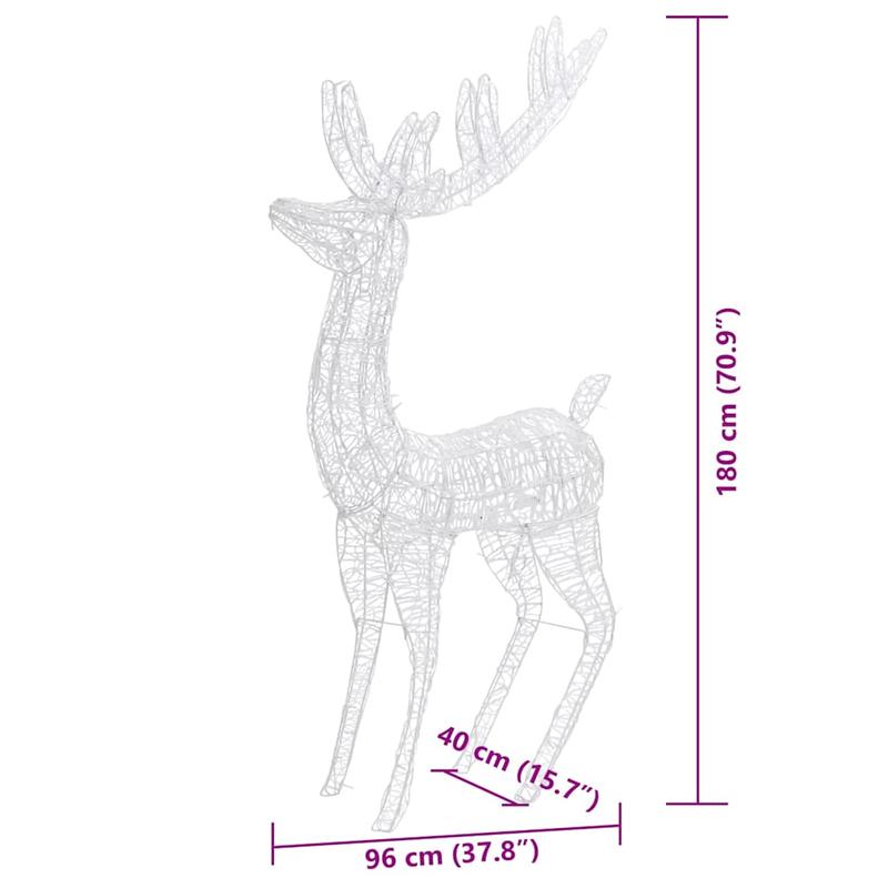 Rendierdecoratie – Kerstdecoratie – Winterornament – Tuindecoratie – Feestelijke Versiering – XXL 180 cm – Hoogwaardig Acryl – Weerbestendig Indoor Outdoor