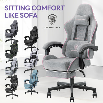 Gamestoel – Gamingstoel – Gaming Chair – Game Stoel – Bureaustoel – Ergonomisch Design – Pocketvering Zitting – Verstelbare Rugleuning – Metalen Basis – Grijs-Roze