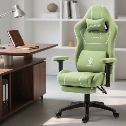 Ergonomische Gamingstoel – Bureaustoel – Game Stoel – Computerstoel – Zwarte Draaistoel – Hoog Rugleuning – Met Verstelbare Armleuningen en Voetensteun – Stevig Metalen Frame