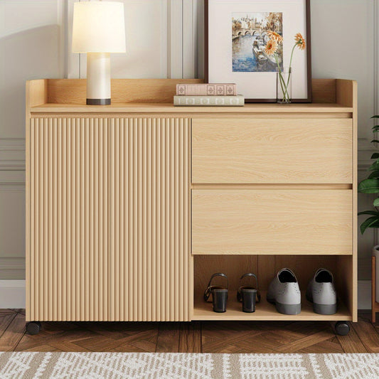Modern Mobile Shoe Cabinet with Locking Wheels & Brakes - Heavy-Duty Rolling Suitable for Slippers, Sneakers, - Adjustable Shelves, Soft-Close Doors, Arched Frame - -Standing (No Wood, Space-Saving)