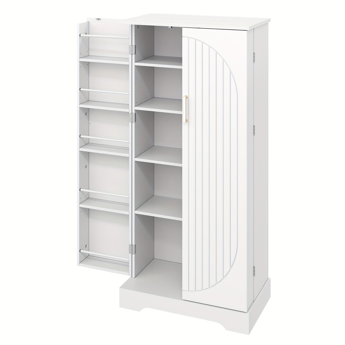 Witte Keukenkast – Opbergkast – Kast – Keukenmeubel – Stellingkast – Verstelbare Planken – Anti-Kantelbeveiliging – Metaal – 60x35x128 cm