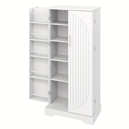 Witte Keukenkast – Opbergkast – Kast – Keukenmeubel – Stellingkast – Verstelbare Planken – Anti-Kantelbeveiliging – Metaal – 60x35x128 cm