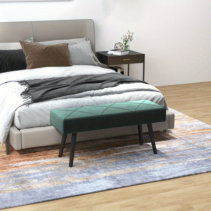 Bankje – Zitbank – Halbankje – Slaapkamerbank – Velvet Bank – Fluweelachtige Bekleding – Stalen Poten – 100x36x45 cm – Max. 120 kg Draagvermogen