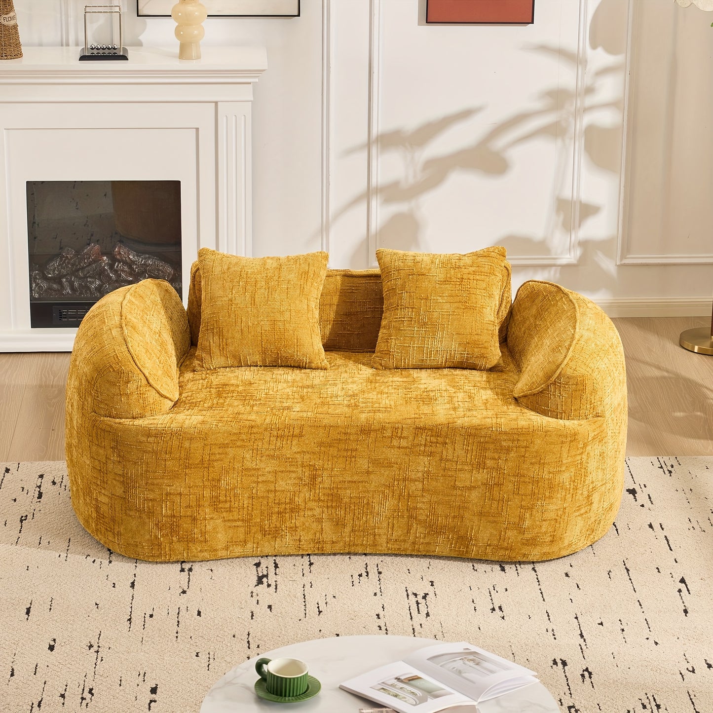 Tweezitsbank – Bank – Sofa – Zitsbank – 2-zitsbank – Mosterdgeel – Compact Ruimtebesparend – Makkelijk Schoon Te Maken