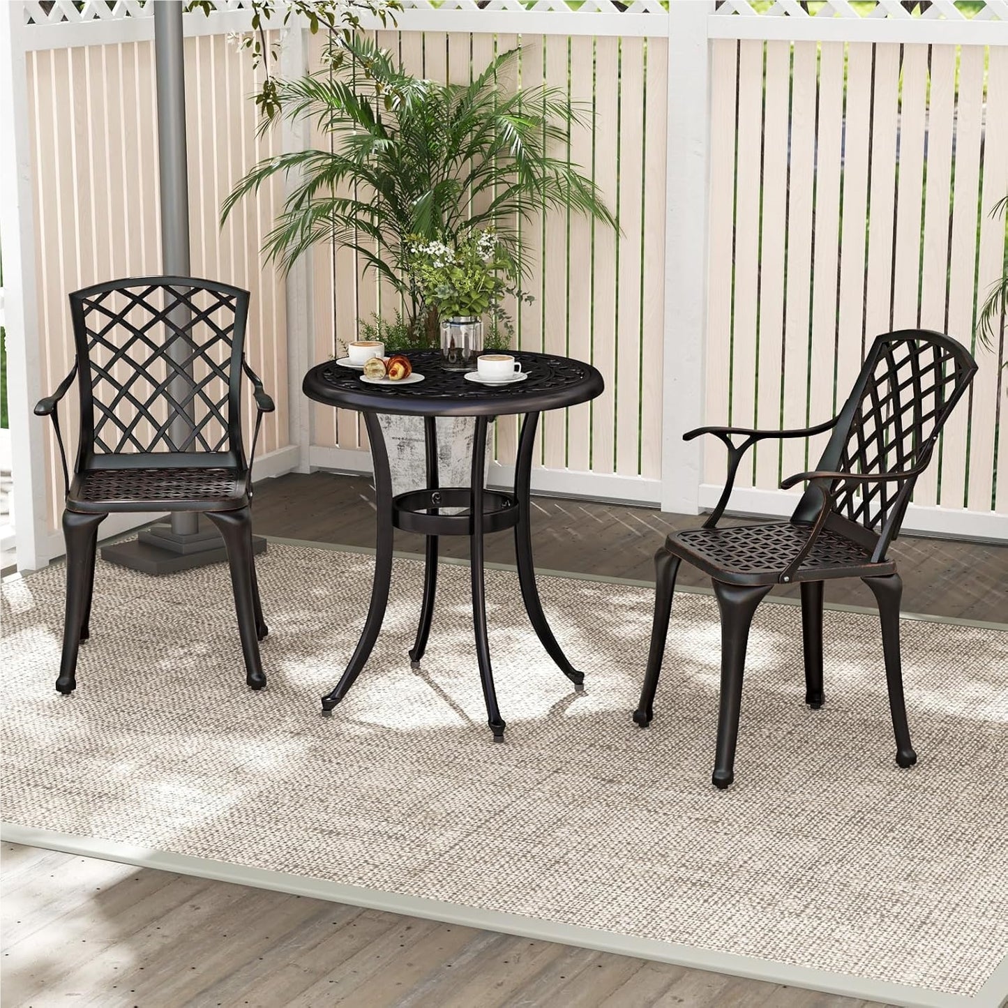 Aluminium Tuinstoelen – Terrasstoelen – Balkonstoelen – Buitenstoelen – Tuinmeubilair – Weerbestendig – Ergonomisch Met Armleuningen – Koper Rood – Set van 2