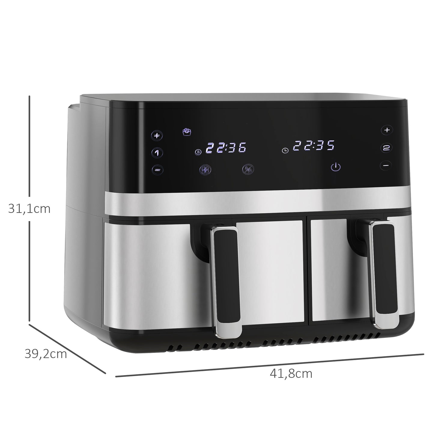 Airfryer – Heteluchtfriteuse – Luchtfriteuse – Friteuse – Airfryer Oven – 2700 Watt – 8 Instelbare Programma’s – Zwart-Zilver – Compacte Maat 41,8x39,2x31,1 cm