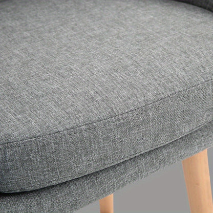 Barstoel Set – Barkruk – Hoge Kruk – Keukenstoel – Bistrostoel – Gecushioneerde Zitting – Met Voetensteun – Grijs Stoffen Bekleding – 55x48x100 cm