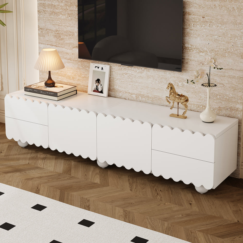 Modern White TV Cabinets, TV Stands, TV Panels, and Low-Profile TV Units | Featuring Unique Designs, Metal Construction, No Electricity Required