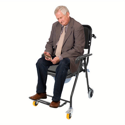 Douche Toiletstoel – Douchestoel – Badstoel – Mobiliteitsstoel – Toiletrolstoel – Verstelbaar in Hoogte – Met Remmen en Geïntegreerde Commode – Zwart