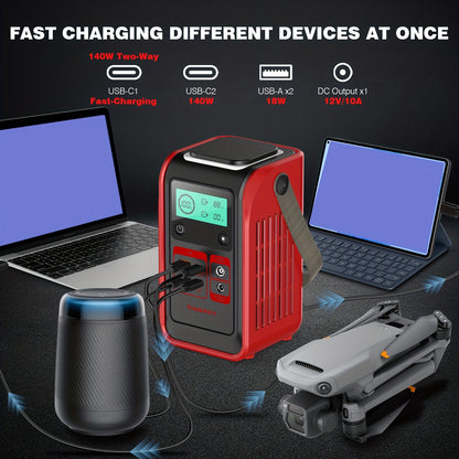 Powerbank – Power Station – Zonne-Generator – Draagbare Batterij – Camping Accu – 192Wh LiFePO4 Batterij – 140W USB-C Snelladen