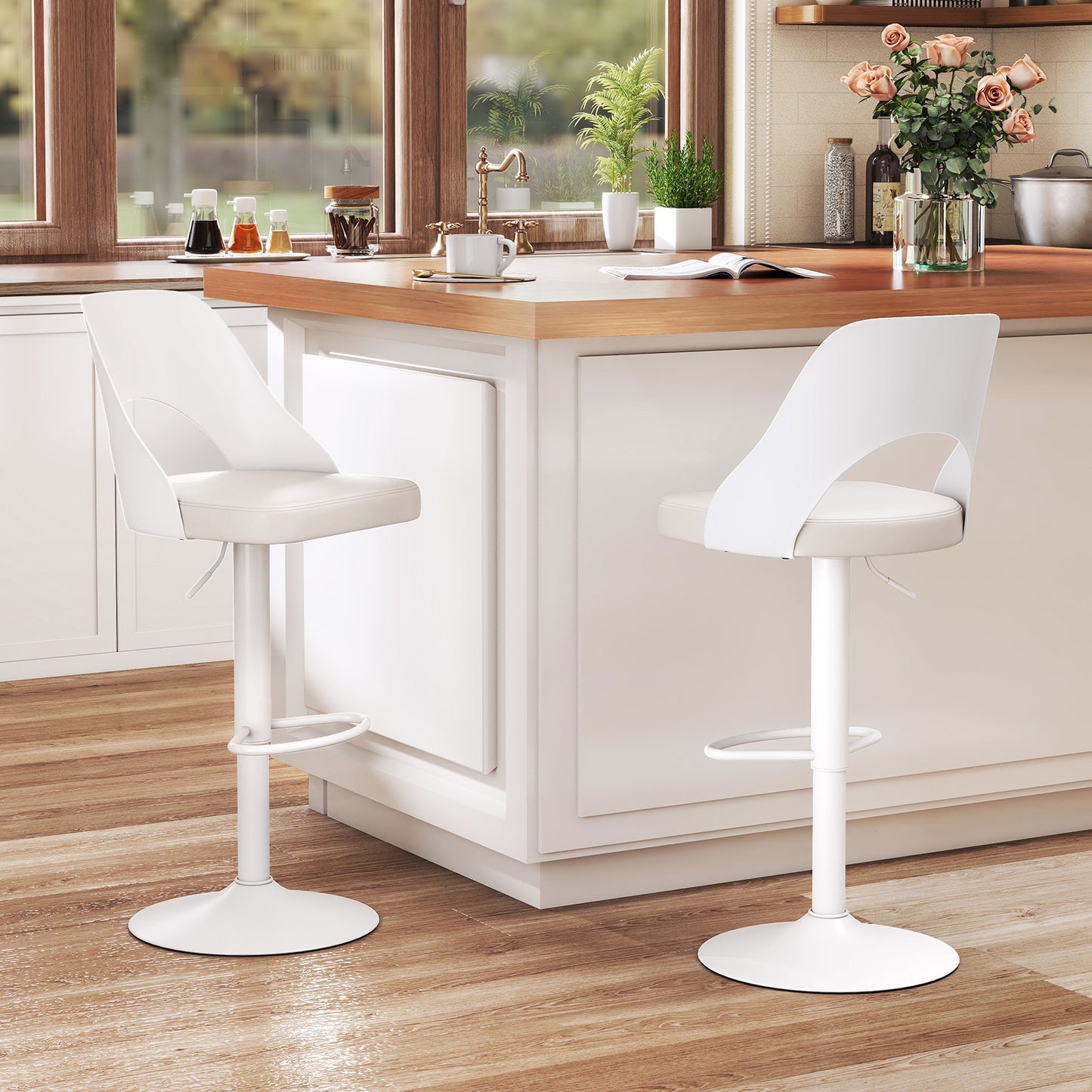 Barkrukken – Barkruk Set – Barstoelen – Keukenstoelen – Verstelbare Zithoogte – Ergonomisch Design – PU Leren Zitting – 360° Draaibaar