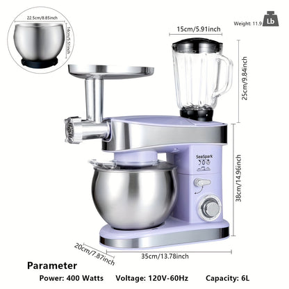 Keukenmixer – Mixer – Standmixer – Mengmachine – KitchenAid – Paars – 6-in-1 Multifunctioneel – 6,3 Liter RVS Kom – 6 Snelheden Met Pulsestand