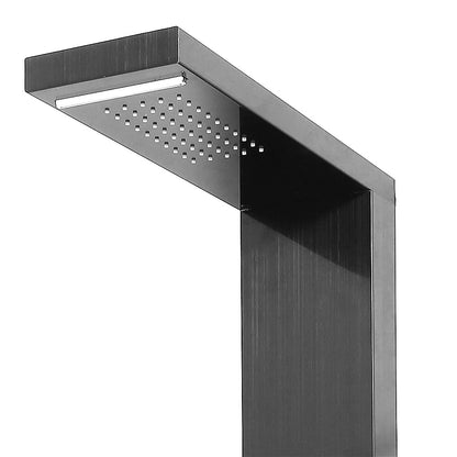 Douchepaneel – Douchekolom – Regendouche – Handdouche – Hydromassage – Zwart RVS – 15x47x130 cm – Waterbesparend