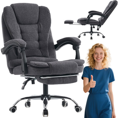 Bureaustoel – Kantoorstoel – Werkstoel – Computestoel – Directiestoel – Verstelbare Zithoogte – Memory Foam Kussens – Donkergrijs