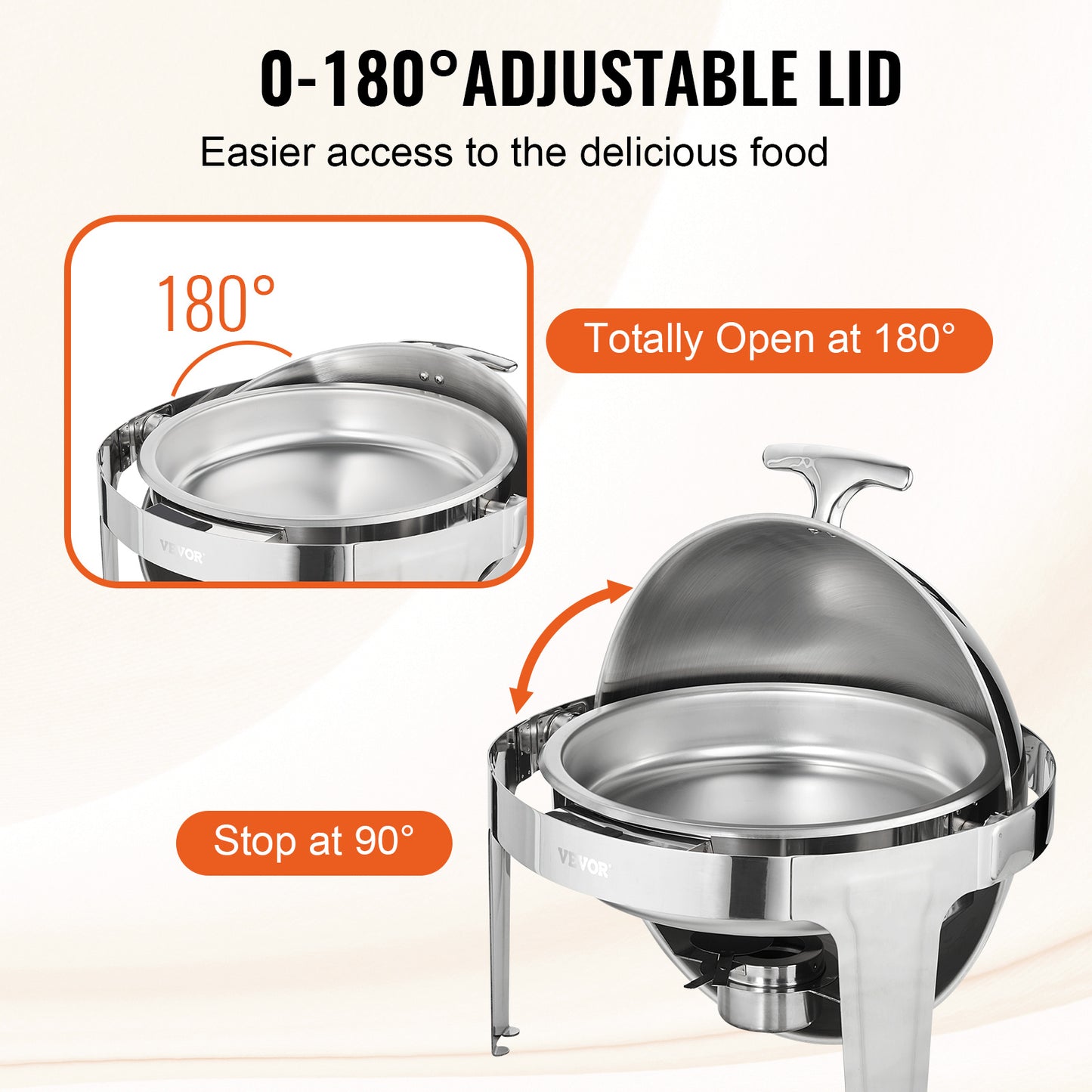 Chafing Dish Set – Warmhoudset – Buffet Warmhouder – Voedselwarmer – Roll-Top Deksel – 2 x 5,5L Inhoud – Roestvrij Staal – Vergrendelbare Deksel 90°/180°