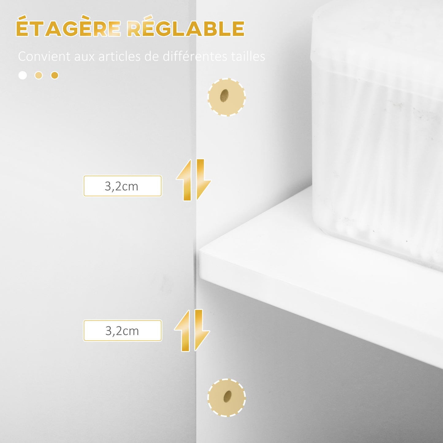 Badkamerkast – Opbergkast – Badkamermeubel – Kastje – Ladekast – Wit – 60x30x120 cm – MDF Met Melamine Coating – Inclusief Anti-Omkantel Beveiliging