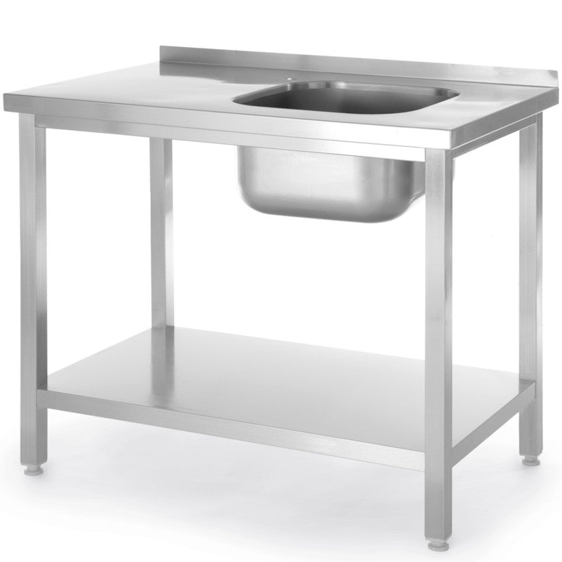 Keukenspoelbak – Spoelbak – Gootsteen – Werktafel – Wasbak – RVS AISI 430 – Spoelbak Rechts, 40x40x25 cm – Inclusief Legplank