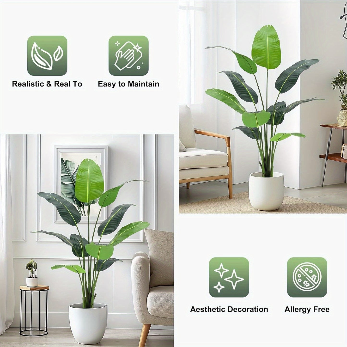 2-Pack Artificial Palm Tree Plant 121.92cm Realistic Fake Palm with 8 Trunk Options & Full Foliage - Heavy-Duty Low-Maintenance Indoor/Outdoor Fake Tree for home, Office, for housewarming Gift - Plant (No Pot Included) - Dura