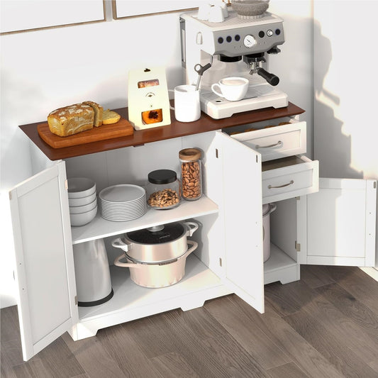 Dressoir – Dressoirs – Opbergkast – Ladekast – TV-kast – Wit – 100 x 40 x 78 cm – Verstelbare plank – Waterafstotend MDF