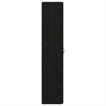 Dressoir – Opbergkast – Ladekast – Buffetkast – Zijkast – Zwart Eikenhout – Ruim 60x32x153 cm – Met Wieltjes