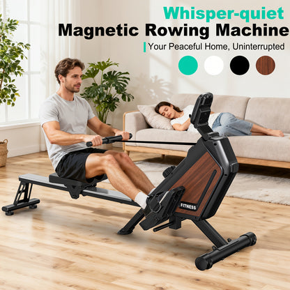 Roeitrainer – Roeimachine – Fitnessapparaat – Cardioapparaat – Homegym – Opvouwbaar – Magnetisch Weerstandssysteem 16 Niveaus – RVS Frame 160 kg Draagvermogen – Zwart – Draadloos Zonder Batterij