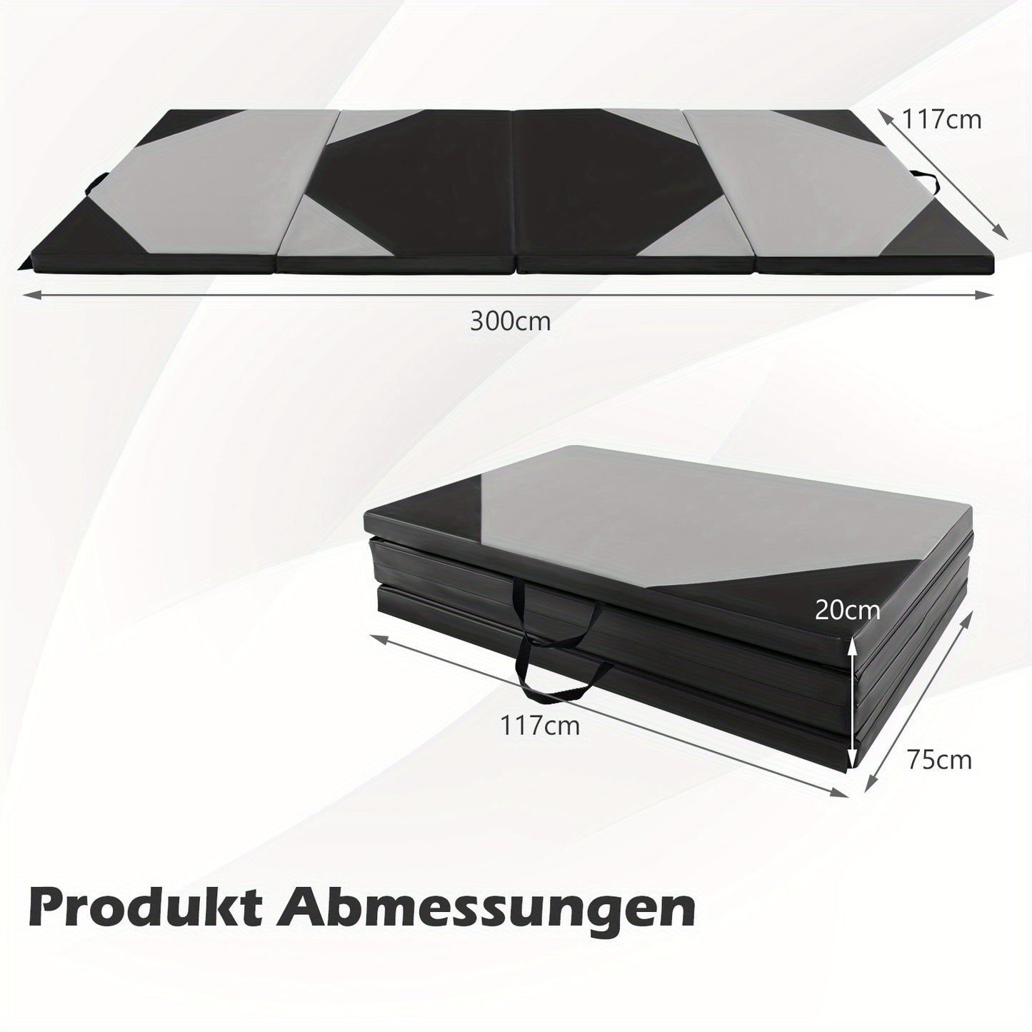 Gymnastiekmat – Fitnessmat – Yoga Mat – Trainingsmat – MMA Mat – Extra Groot 305x122 cm – 5 cm Dikke EPE Demping – Antislip Klittenband & Opvouwbaar