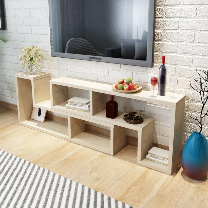 Double L-Shaped Oak TV Stand