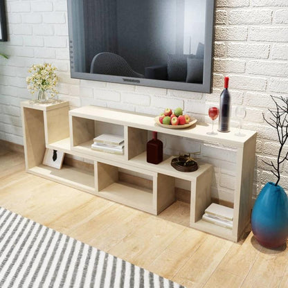 Double L-Shaped Oak TV Stand