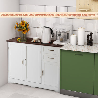 Opbergkastje – Kastje – Dressoir – Buffetkast – Keukenkast – Wit – 100x40x78 cm – Verstelbare plank & Stevig MDF metaal