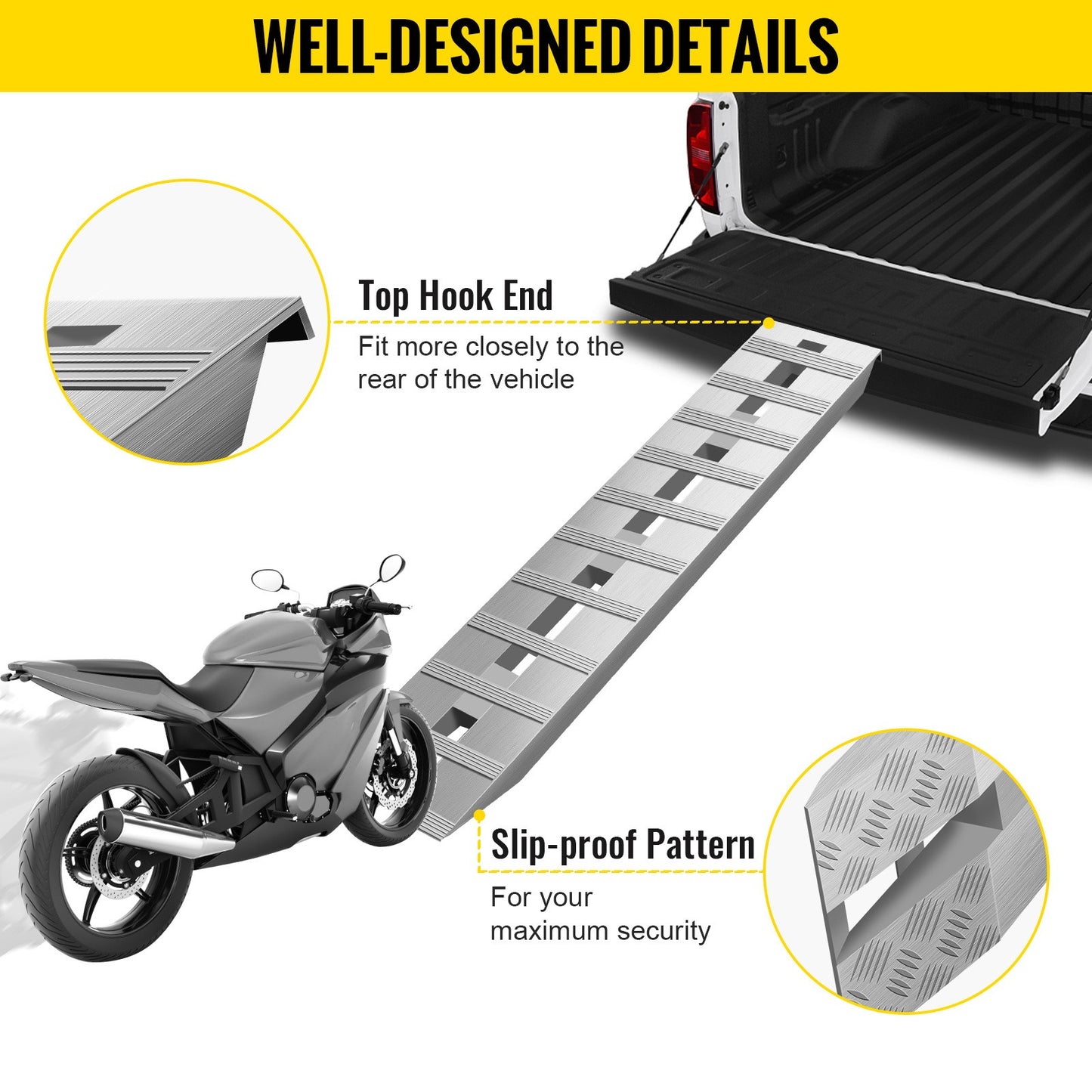 Aluminium Laadbruggen – Laadplanken – Oprijplaten – Laadrampen – Oprijplanken Set – 6000 lbs Draagkracht – Antislip Beavertail Haak