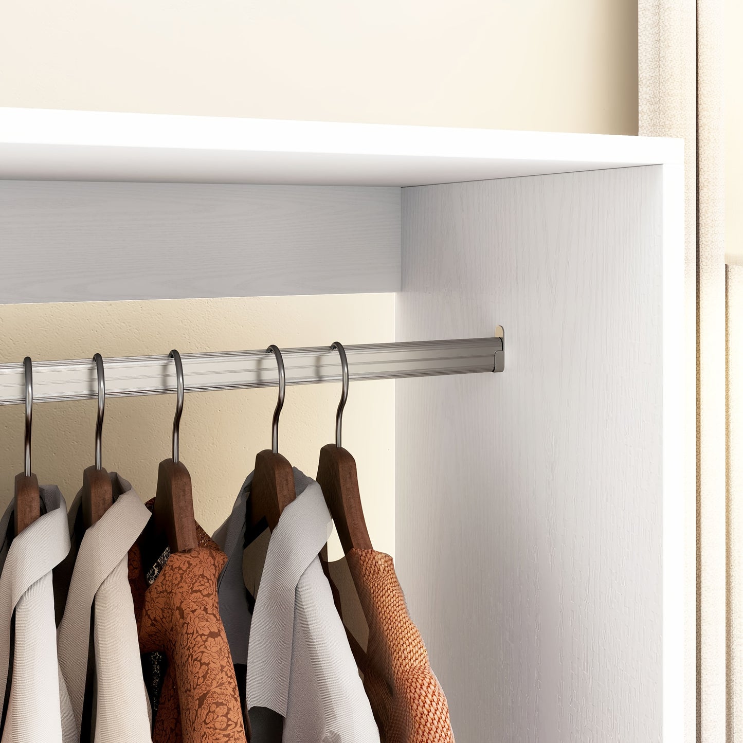 Witte Bamboe Kledingkast – Kledingrek – Opbergkast – Woonkamerkast – Dressoirkast – Met 4 Wieltjes – Ruimtebesparend Design – 127 cm Hoog – 3,2 Kubieke Voet Opbergruimte