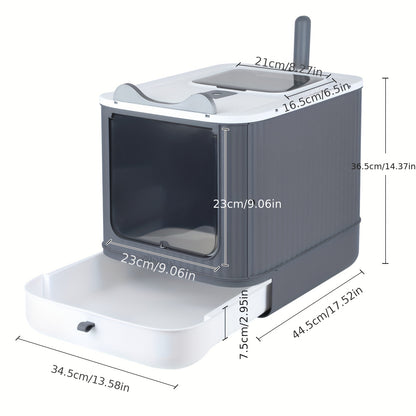 Kattenbak – Kattentoilet – Kattentoilet Trainingsset – Kattentoilet Trainingssysteem – Kattentoilet Kit – Ruimtebesparend Design – Hygiënisch ABS Materiaal 35x45x37 cm