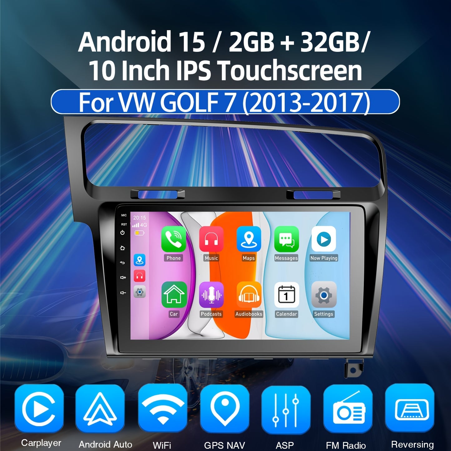 Autoradio – Navigatiesysteem – Multimedia Speler – Head Unit – Touchscreen Radio – 10 Inch IPS Scherm – Android 15 Systeem – Bluetooth & Wifi Connectivity