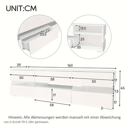 TV-Meubel – TV-Kast – TV-Dressoir – TV-Bank – Hoogglans Meubel – Modern Wit Hoogglans – Push-Open Systeem – Voor Tv’s Tot 70 Inch