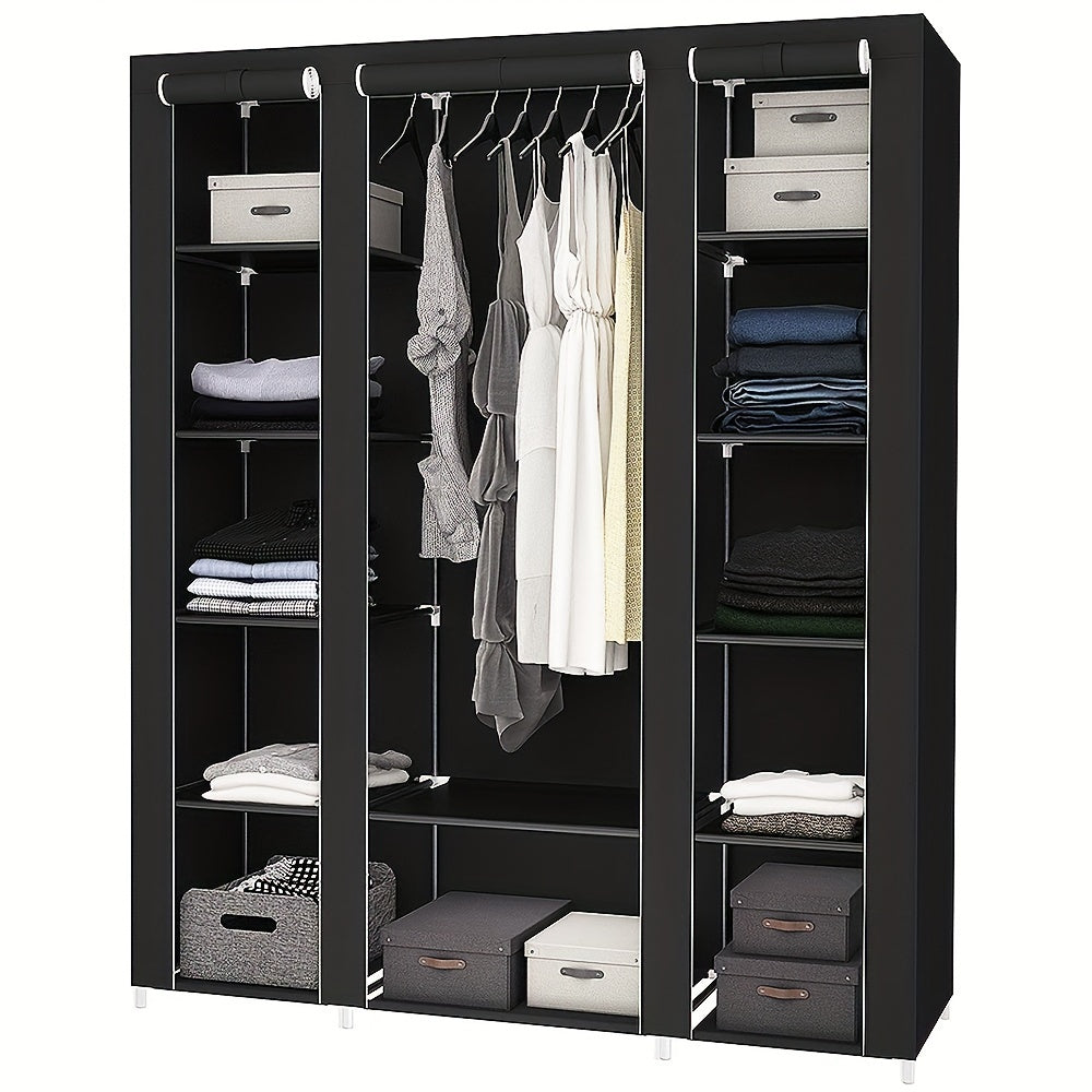 Kledingkast – Garderobekast – Opbergkast – Kleerkast – Driedeurige Kast – Stevig Met Metalen Frame – Ruime Opbergruimte 134x43x172 cm