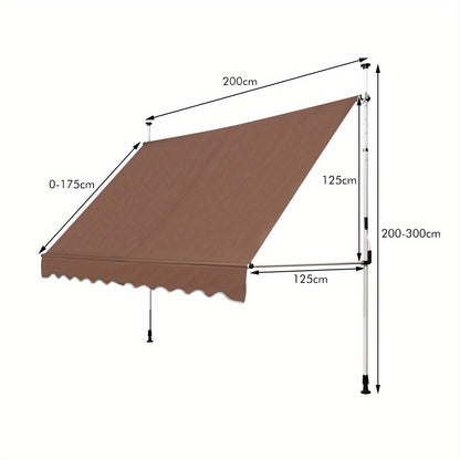 Balkonluifel – Klemluifel – Zonwering – Zonneluifel – Markies – Verstelbaar 200 cm Breed – Aluminium Frame Met Handkruk