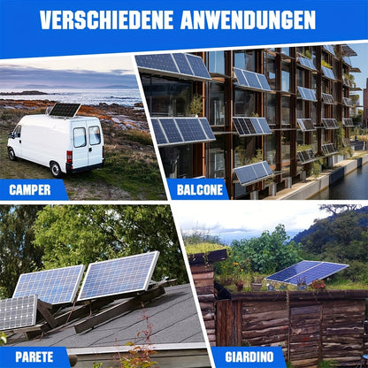 Verstelbare Zonnepaneel Steunen – Solar Panel Beugels – Montage Beugels – Zonnepanelen Montageset – Balkon Steunen – Aluminium Constructie – Kantelbaar 0°-90° – Tot 114 cm