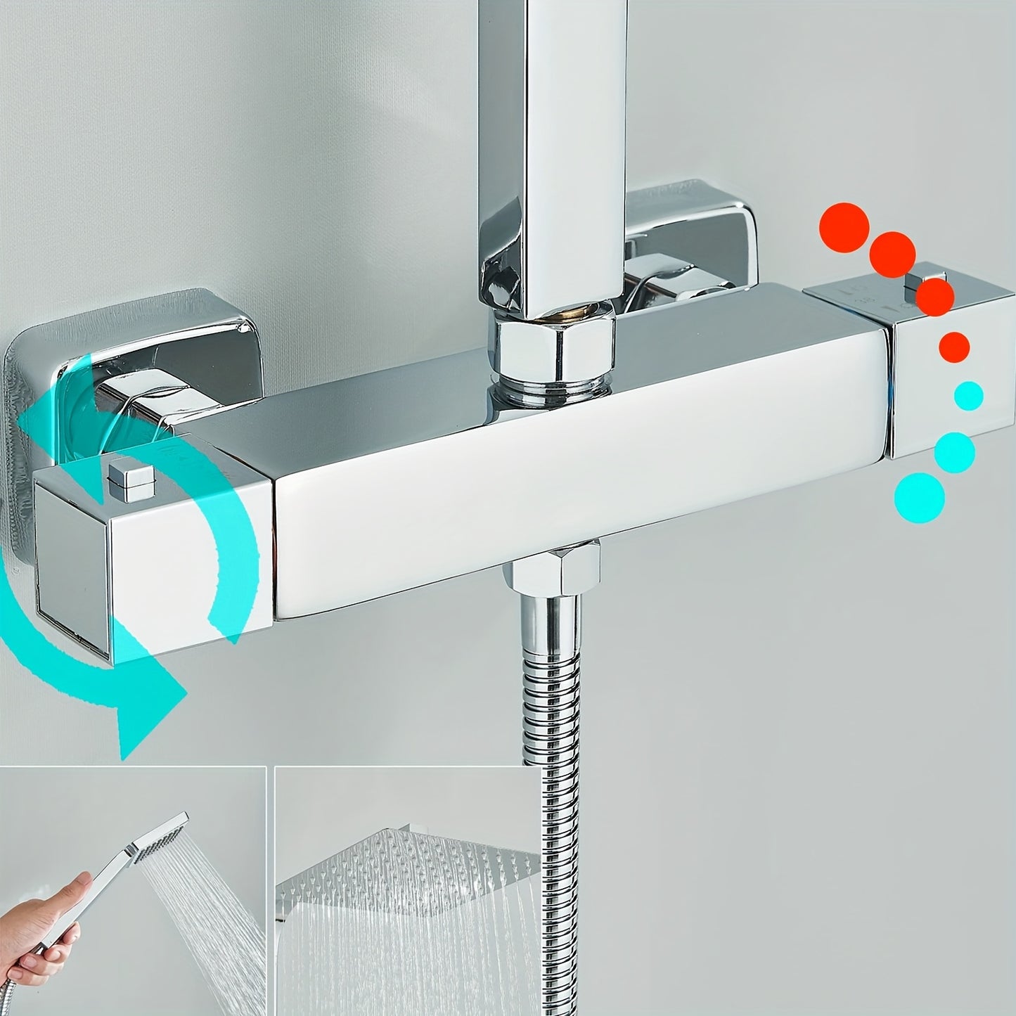 Douchekraan – Douchekraan Thermostaat – Mengkraan – Douche Systeem – Douche Set – Thermostatisch – RVS – Ultra Slank 10 Inch Waterval