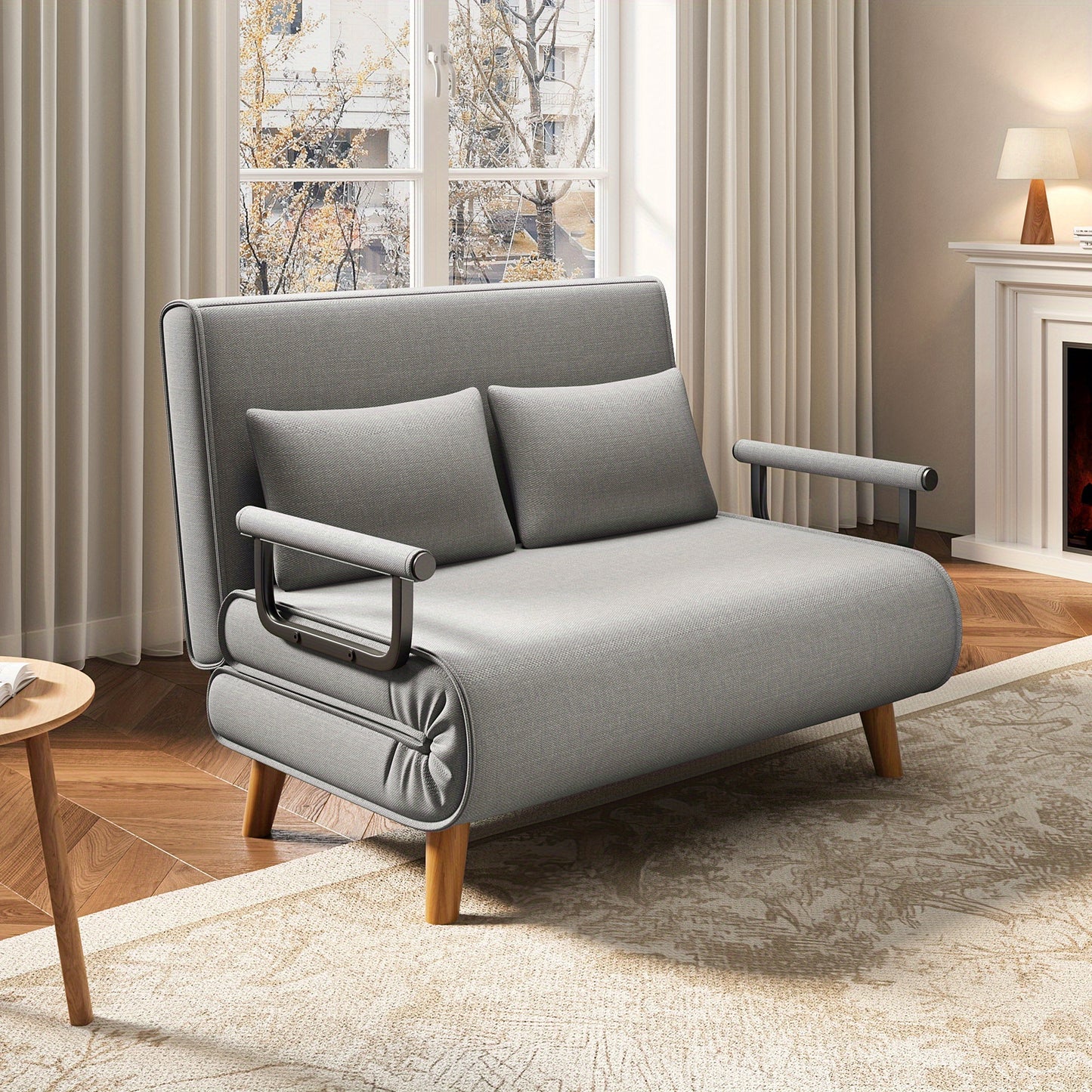 Zitzakbank – Slaapbank – Fauteuil – Sleeper Sofa – Bankbed – Lichtgrijs – 3-in-1 Multifunctioneel – 6-Posities Verstelbare Rugleuning
