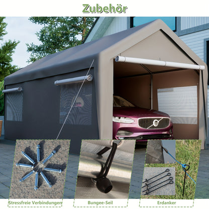 Garage Tent – Car Shelter – Carport – Protective Canopy – Winter Tent – 3x6 Meter – Met Afneembare Zijwanden – Roll-Up Ramen Voor Ventilatie