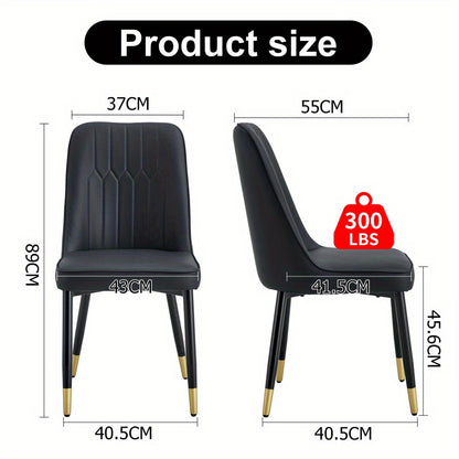 Eetkamerstoel – Stoel – Zitmeubel – Keukenstoel – Slaapkamerstoel – Set van 2 Zwart – PU Leer – Zwart Metalen Frame – Comfortabel en Duurzaam