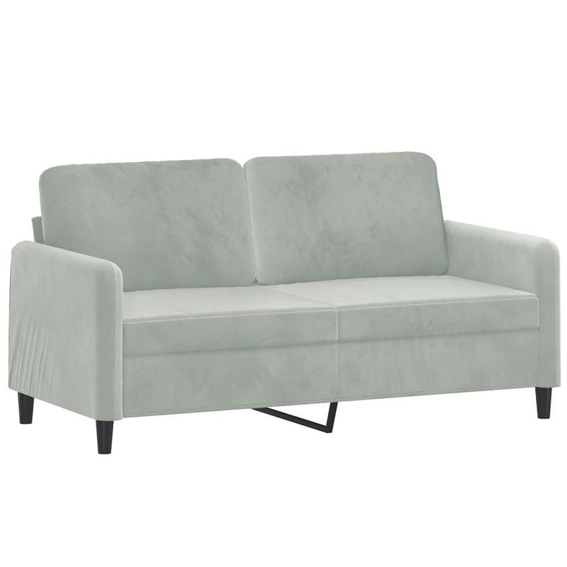 2-zits bank – tweezitsbank – loveseat – zitbank – sofa – lichtgrijs – velvet bekleding – 140 cm breed – stevig houten frame