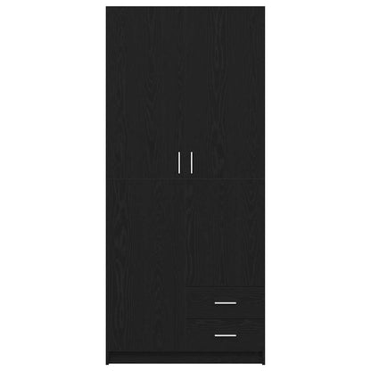 Kledingkast – Garderobekast – Opbergkast – Kleerkast – Dichte Kast – Zwarte Eikenlook – Compact 80x52x180 cm – Mat Composiethout