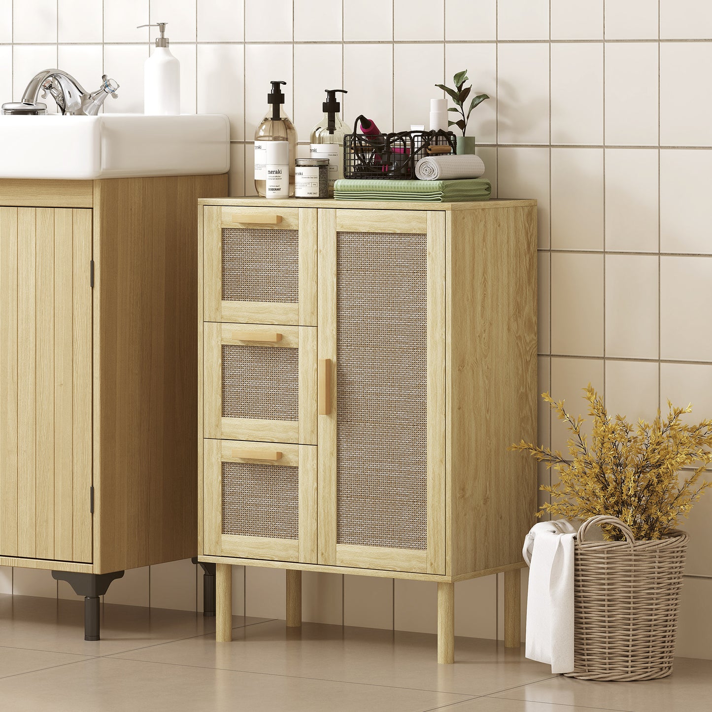 Mobiele Ladekast – Opbergkast – Kantoorwagen – Ladenkast – Archiefkast – Met Slot – Compact Formaat 40x40x61,5 cm – Witte Spaanplaat