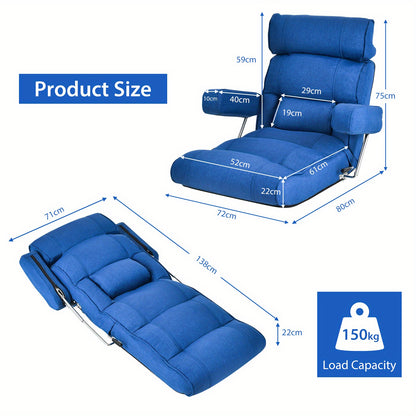 Vloersofa – Vloerstoel – Slaapbank – Loungestoel – Relaxfauteuil – Verstelbare Hoofdsteun – Traagschuim Kussen