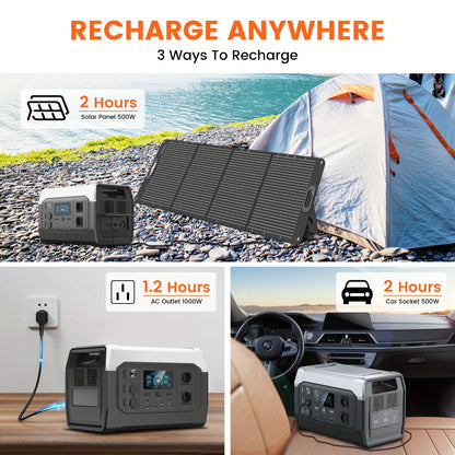 Powerstation – Draagbare Generator – Krachtcentrale – Noodstroom – Camping Accu – 1800W Vermogen – 1024Wh LiFePO4 Batterij – Snelle 1-Uur Oplaadtijd – UPS Backup Functie