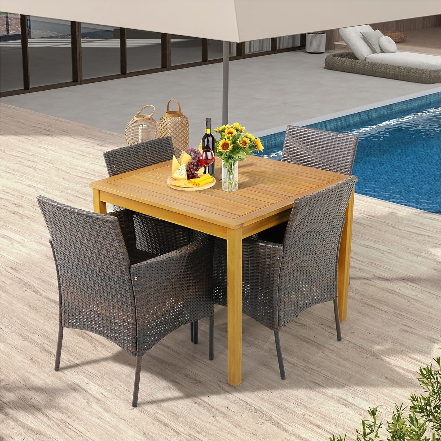 Tuinstoelen – Tuinmeubels – Balkonstoelen – Verstelbare Stoelen – Met Kussen – PE Rattan – Metalen Frame – Ergonomisch Design