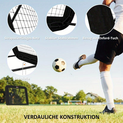 Voetbaldoel – Voetbalgoal – Voetbalnet – Rebounder – Trainingsdoel – Inklapbaar en Verstelbaar – Stevig Metalen Frame 128x118x108-120 cm