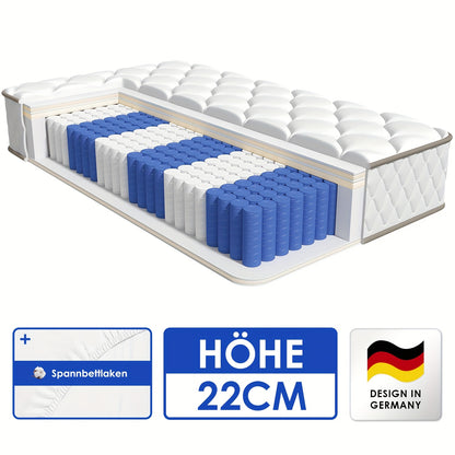 Mattress 90x200cm 7 Zone Firmness H3 Height 22cm Pocket Spring Mattress with Memory Foam Mattress 90x200x22cm